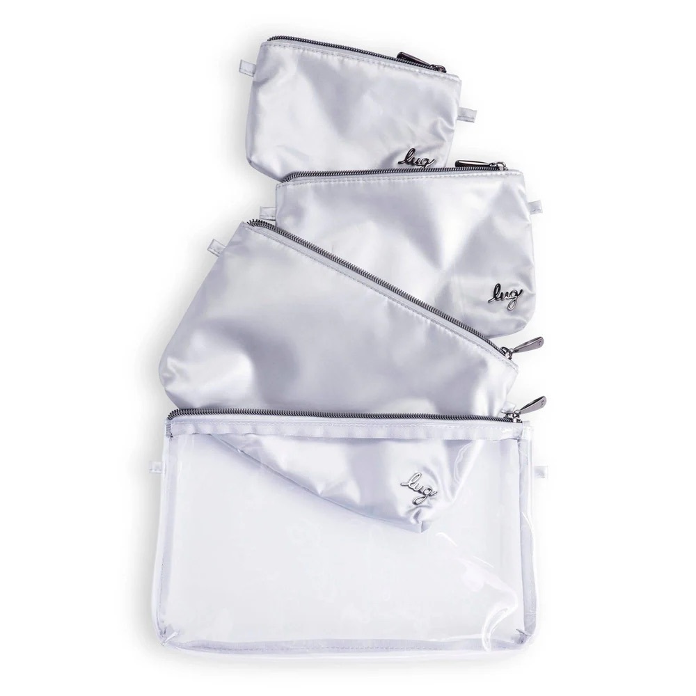 LUG Tackle 4 piece Storage Pouches Cosmetic Bags METALLIC SILVER